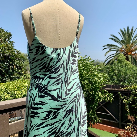 NWT WAYF Mint Tiger Cowl Neck Satin Midi Dress - Picture 5 of 7
